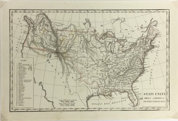 Texas Republic Map - Texas Republic, Italian, c.1845