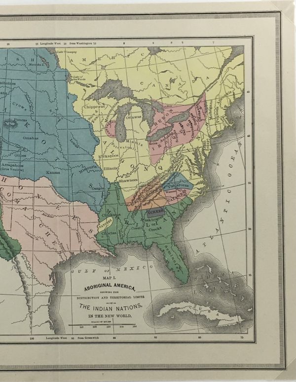 USA Map - Indian Nations, Aboriginal America, 1885