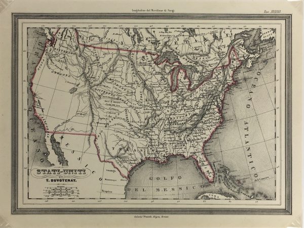 USA Map - Texas/USA, Duvotenay , C.1848