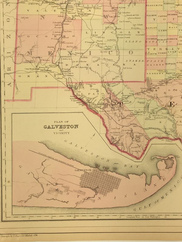 Texas Map - 435 - Texas Map, Augustus Mitchell, 1885