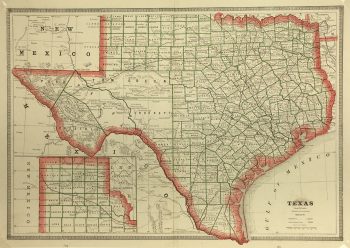 Texas Map - Texas, People's Pub., 1886