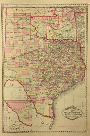 Texas Map - Texas Map, Tunison, c.1890